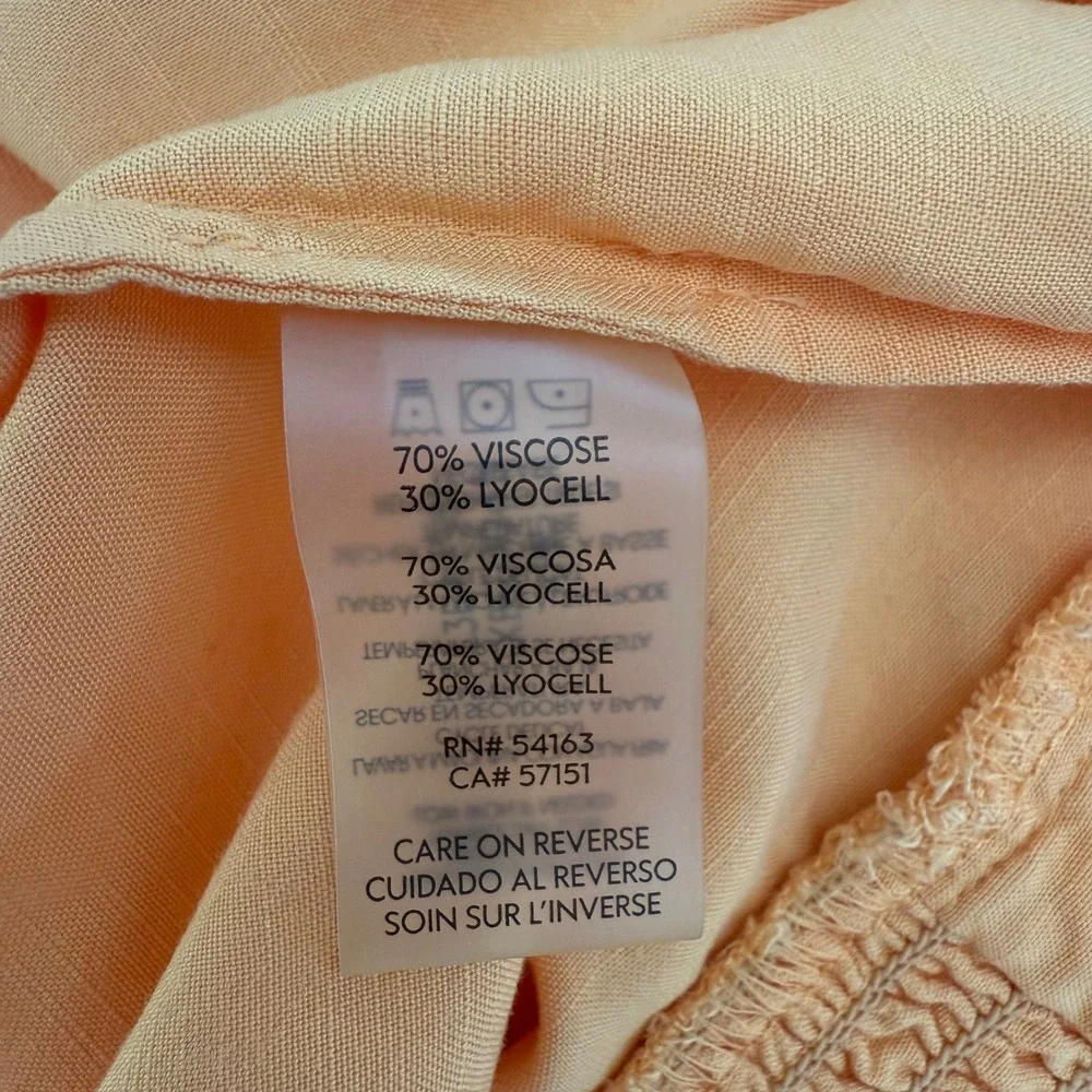 Karl Lagerfeld Paris Peach Wrap Blouse 3/4 Sleeve V-Neck Size M‎ Lyocell Blend